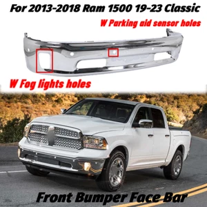 Front Bumper Face Bar Chrome w/ Fog Light&Sensor Hole for 14-23 Ram 1500/Classic - Picture 1 of 10