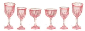 Dolls House Pink Cut Stemware Glasses Set Chrysnbon Miniature Dining Accessory - Picture 1 of 8