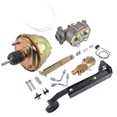 Conjunto de Pedal de Freno Eléctrico Universal 7" Doble Zinc Booster Master Disc Batería Kit Foto 1 de 4