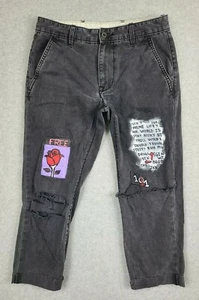 Levi's Herren 30 x 32 Hose Custom Crop Graffiti Print Medium Wash Zip Fly schwarz  - Bild 1 von 12
