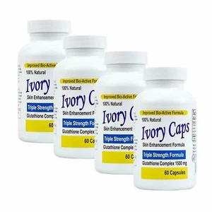 IVORY CAPS PILLS GLUTATHIONE SKIN ENHANCEMENT WHITENING 1500MG THISTLE 4 BOTTLES - Picture 1 of 1