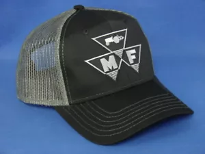 Massey Ferguson Hat - Black With Dark Gray Mesh - Triangle Logo - Snapback - Picture 1 of 1