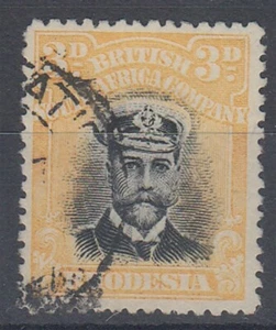 RHODESIA 1913 ADMIRAL 3d. BLACK AND PALE YELLOW DIE II PERF 14 USED (877/D61434) - Picture 1 of 1