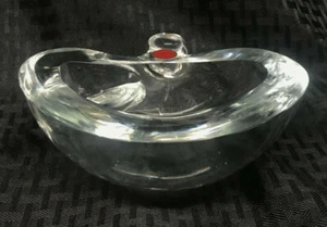 Murano Art Glass Apple Shaped Dish Made in Italy Clear with Original Label - Picture 1 of 8