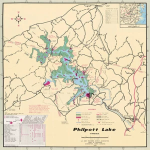 1978 Map of Lake Philpott Virginia - Picture 1 of 2