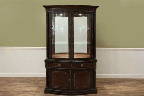 75% OFF MSRP Theodore Alexander Normand China Cabinet Dark Ebony w/ Mirror Back Cover