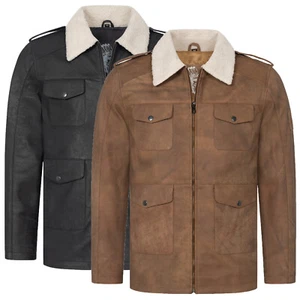 Lederjacke Herren Echt Leder Jacke Rock Creek Teddyfellkragen Herren Biker H-386 - Bild 1 von 12