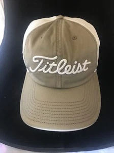 Titleist Unisex Golf Cap Hat White Brown Mesh Adjustable Clean - Picture 1 of 4