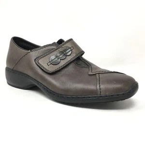 Rieker Mocasines Zuecos Zapatos Mujer Talla 7 EE. UU. 38 UE Cuero Taupe Correas - Imagen 1 de 9