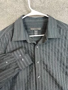 Structure Shirt Men's Size Large Black Striped Button Up Casual Shirt Mens - Picture 1 of 13