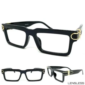 Classic Elegant Modern Retro Thick Black Lensless Eye Glasses Frame Only NO Lens - Picture 1 of 7