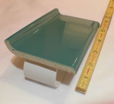 1 pc. Glossy *Pine Green*  4” X 6” Ceramic Cove Base Tile , Bullnose Top  "NOS"
