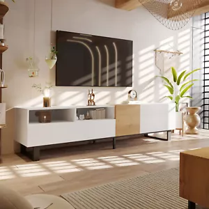 TV Lowboard Schrank Kommode Fernsehschrank Fernsehtisch mit Schubladen Weiß - Bild 1 von 11