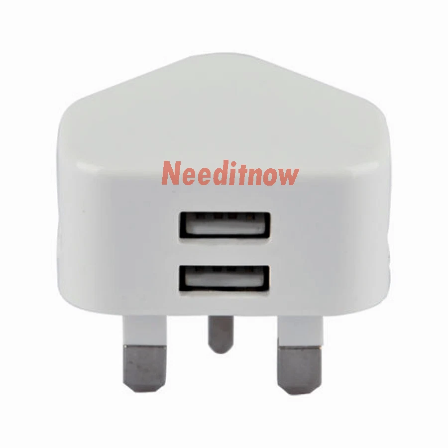 ADAPTADOR CARGADOR ENCHUFE PARED AC DOBLE USB UK BLANCO 2A PARA TODOS iPhones SAMSUNG HTC  Foto 1 de 2