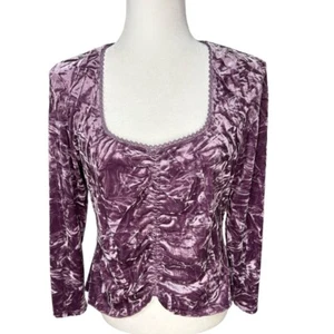 Baranda lila Samttop mit V-Ausschnitt - Damengröße XL - Bild 1 von 11