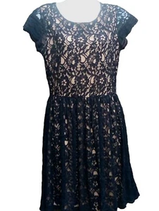 Stylish French Vintage La Redoute Creation Black Lace Dress UK 8 - Picture 1 of 12