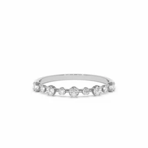 0.17 CT Natural Round Cut Diamond Women's Eternity Wedding Band 14K White Gold - Picture 1 of 3