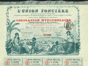 FRANCE IMMIGRATION AND COLONIZATION UNION stock certificate/ bond 1891 - Picture 1 of 1