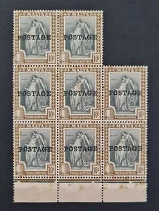 1926 Malta, Overprinted Postage 10s Block of 8 + Margin, SG156 - Picture 1 of 2