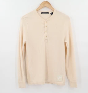 Scotch & Soda Men's Sz S Henley Jumper Wool Pullover Sweater Cream - Picture 1 of 8