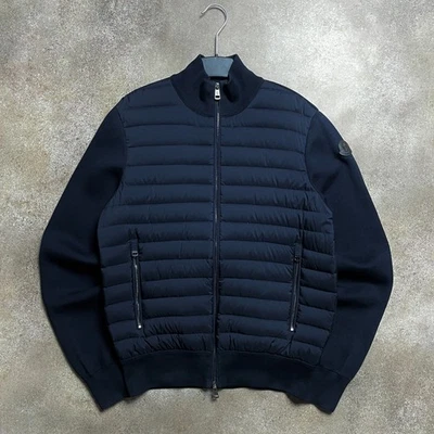 ⭐ Moncler Navy Cardigan Tricot Down Hybrid Padded Vest - Jacket S Mens - Image 1 of 4