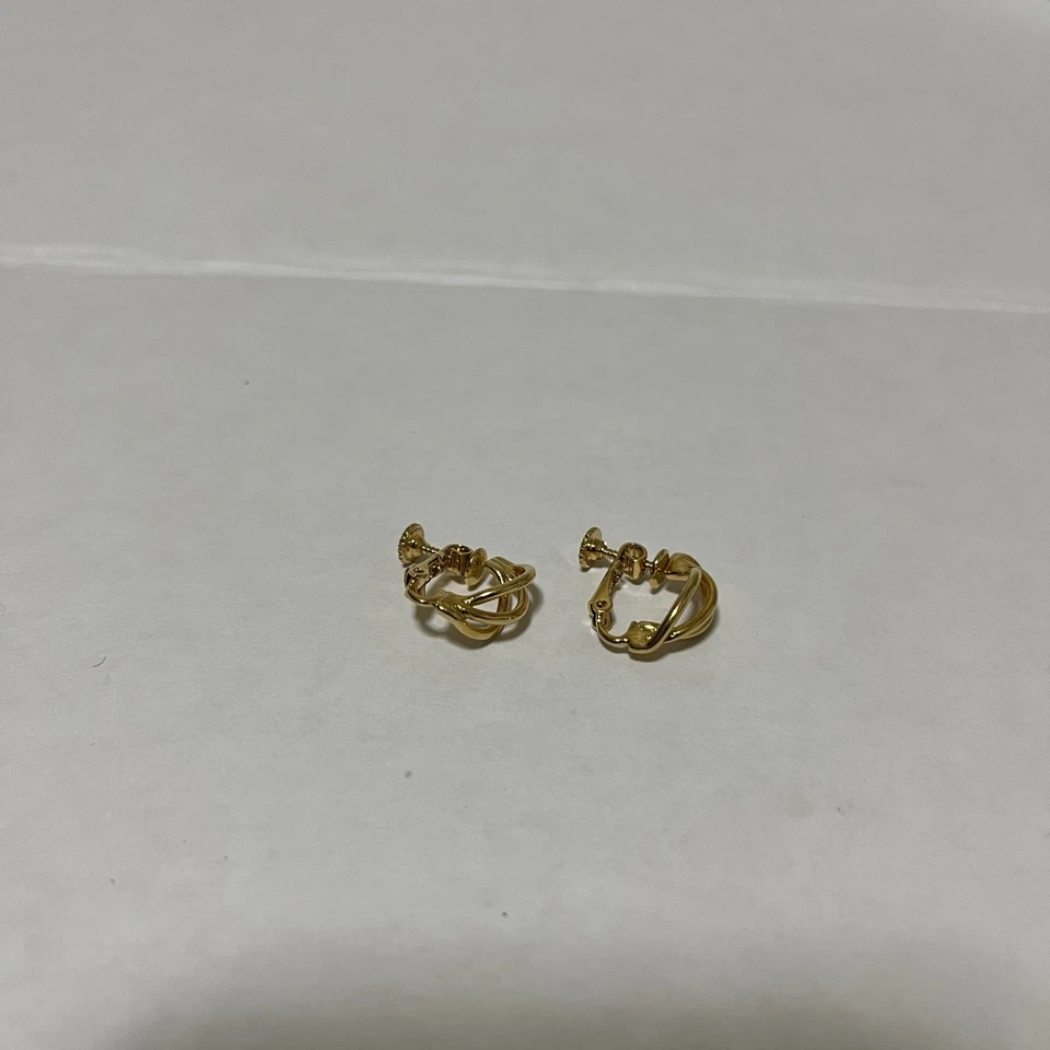 Винтажные золотистые витые серьги-кольца с зажимом Napier - Изображение 1 из 4