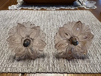 Corbatas de cortina vintage años 30 (1 Pr), vidrio de depresión estilo sándwich, rosa/rosa Foto 1 de 4