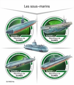 Guinea - 2019 Submarines on Stamps - 4 Stamp Sheet - GU190214a - Picture 1 of 1