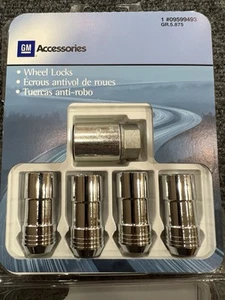 OEM GM Part#09599493 2021-25 Wheel Lock Set 4 pcs with Key Chev GMC Cadillac - Picture 1 of 3