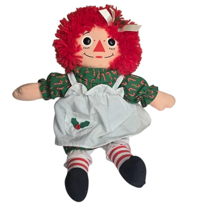 Raggedy Ann Christmas Doll 12" Holiday Candy Cane Outfit Vintage 1988 Playskool - Image 1 of 4