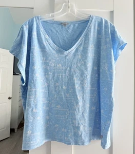 Camiseta para mujer Talbots talla XL Scenic Water Village vacaciones verano - Imagen 1 de 4