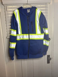 High Visibility JK Safety Reflective Full Zip Hooded Med. Unisex - Picture 1 of 24