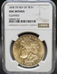 1878 7 TF Rückseite von 1878 Morgan Dollar - UNKO gereinigt - Bild 1 von 4