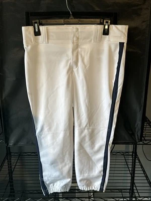 Pantalones de softbol Champro para mujer blancos con tubería azul talla mediana MD Foto 1 de 2