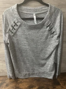 ny collection Damenpullover grau Langarm Schnürung Größe Medium - Bild 1 von 3