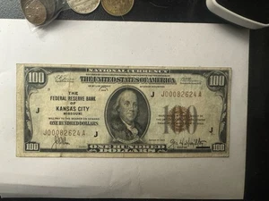 Billete de $100 de 1929 moneda nacional Kansas City sello marrón en muy buen estado F-1890J - Imagen 1 de 11