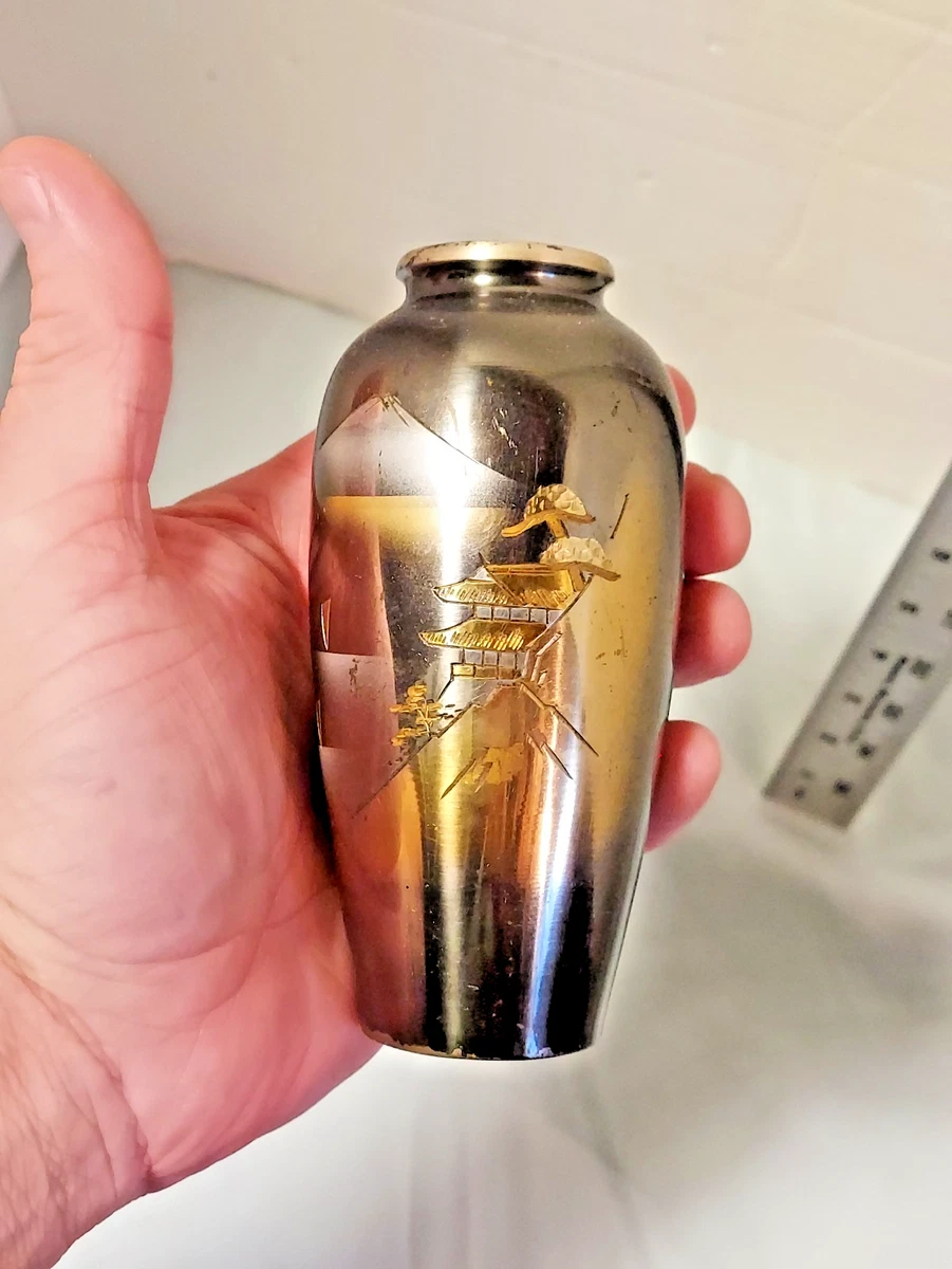 日本古董黑色黄铜花瓶| eBay