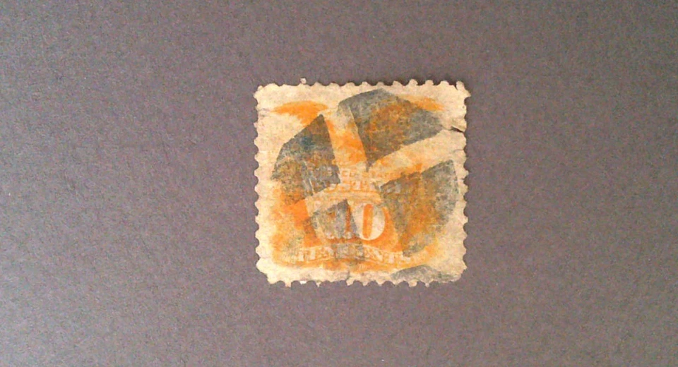 Estados Unidos 1869 10c amarillo Scott #116 SCV $110 en muy buen estado - ¿Quizás #127? Pequeña lágrima Foto 1 de 2