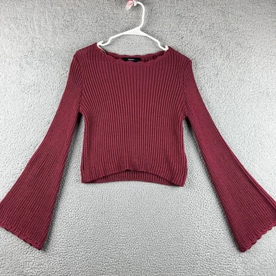Suéter corto Forever 21 para mujer S púrpura manga acampanada tejido abierto acanalado Foto 1 de 4