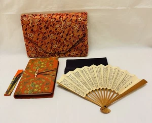 Japanese Tea Ceremony Set with Fan, Notebook, Paper Knife, Bag & Box - Used - Picture 1 of 13