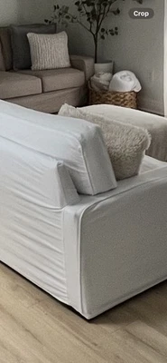 "Sofá grande Pottery Barn Turner brazo cuadrado 84"" algodón blanco de ComfortWorks" Foto 1 de 2