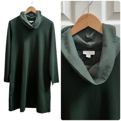 J Jill Pure Jill Evergreen Cowl Neck 3/4 Sleeves Pocket Top Tunic Dress Large  - Image 1 of 4