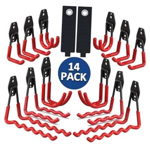Garagenhaken 14 Stück, Schuppen Organizer mit 1 extra runden Garagenhaken 14 Stück rot - Bild 1 von 7