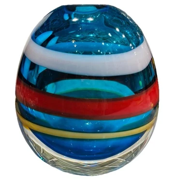 Jarrón de vidrio artístico vintage de Murano Italia firmado Cenedese pesado Foto 1 de 4