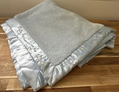 2g) Just Born Baby Blanket Blue Puppy Dog Fleece Terry Satin Trim Security Lovey - Image 1 of 4