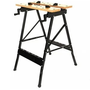 FOLDABLE WORKBENCH PORTABLE WOOD BENCH WORK CLAMPING FOLDING MDF WORKTOP TABLE - Picture 1 of 9