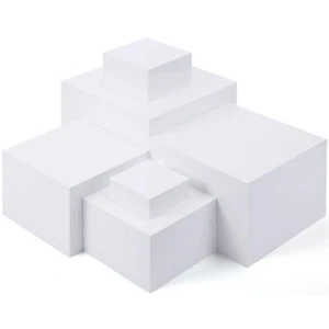 6 Pack Acrylic Risers for Display Cube Boxes Stands with Hollow Bottoms - Picture 1 of 7