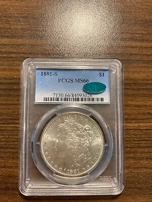 1881-S Morgan Silver Dollar $1 PCGS MS 66 CAC RARE HIGH GRADE  - Image 1 of 2