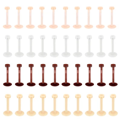 10Pcs Silicone Labret Rings Push In Lip Monroe Stud Ear Cartilage Nose Studs 16G - Image 1 of 4