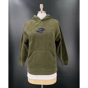 Old Navy Army Green Hoodie Drawstring Tie Kangaroo Pocket Fleece Kids Size 12 - Picture 1 of 6